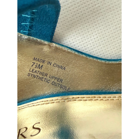 NWT Turquoise Suede Heels Bakers Size 7.5 Sandals Debbi - Picture 10 of 11